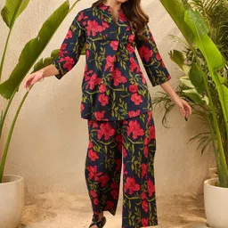 IMANA Printed Pure Cotton Top With Trousers Co-Ords-image-16