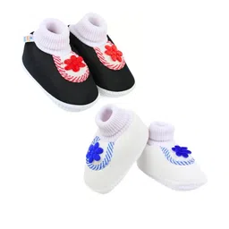 NESKA MODA 6 To 12 Months Baby Boys & Baby Girls Set of 2 Pair Cotton Slip-On Shoes/ Booties-picture-9