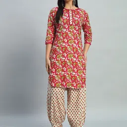 NATURE CRAFT Women Floral Printed Cotton Kurta with Pyjama-12