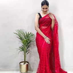 KAYOMMI Woven Design Net Saree-picture-2