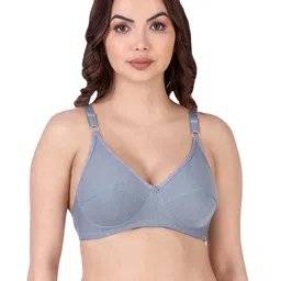 Women Cotton Blue Non Padded Non-Wired Lingerie Bra Sport wear Gym Crop Tank Top-45