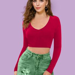 Dream Beauty Fashion Women Long Sleeves Crop Fitted Top-picture-16