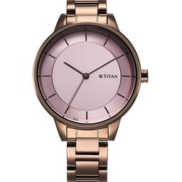 Titan Women Brass Dial & Stainless Steel Bracelet Style Straps Analogue Watch 2648QM02-28