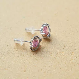 AQUASTREET 18K Silver Plated Waterproof Anti-Tarnish Heart Zircon Stud Earrings-21