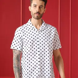 VALEN CLUB Men Floral Printed Cuban Collar Cotton Casual Shirt-picture-7