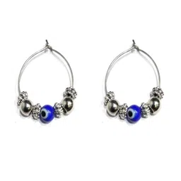 Gurjari Jewellers hoop earing with and EvilEye Beads Brass Hoop Earring-image-99