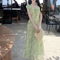 LULU & SKY Women Floral Print Toe Up Neck Maxi Dress-image-86