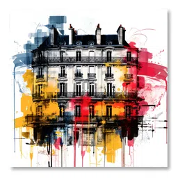 Aura Black & Yellow Building Printed Canvas Wall Painting-image-96