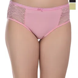 Valles365 by S.C. Pack Of 3 Cotton Side Lace Hipster Panty SIDLC3BLPINSEA-S-picture-51