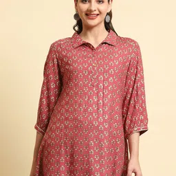 Shree Liva Shirt Collar Printed Tunic-image-93