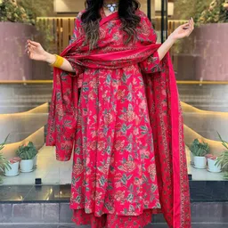 KALINI Women Floral Printed Regular Kurta with Palazzos & With Dupatta-17