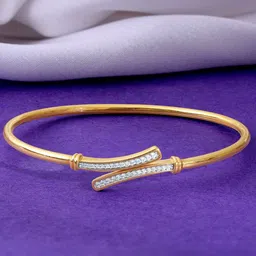 GIVA Women 14 Kt Gold Ariadne Diamond Cuff Bangle-image-45