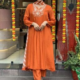 KALINI Women Ethnic Motifs Embroidered Anarkali Kurta with Trousers & Dupatta-picture-57