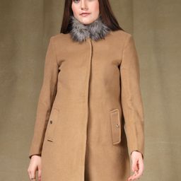 Juelle Women Mock Collared Regular Fit Winterwear Longline Wool Overcoat-image-28