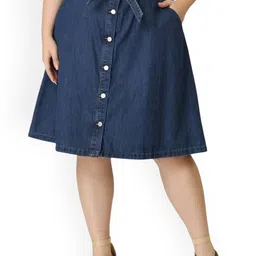 Tripursundari Fashion Women Dyed Plus Six Buttoned A-Line Knee Length Skirt-picture-46