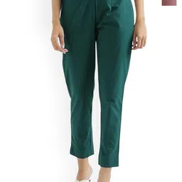 DIGITAL SHOPEE Women Pack 2 Mid-Rise Pleated Cotton Regular Trousers-63