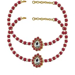 Vidhya Kangan Pink Stone Stud-Gold Plated Brass Anklet-51