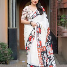 KALINI Kalamkari Printed Saree-image-15