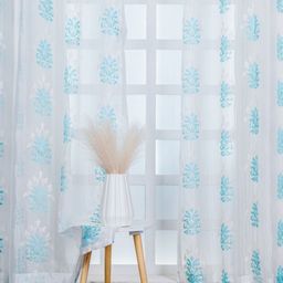 Parda Online White & Blue Set of 2 Embroidered Sheer Door Curtain-image-28