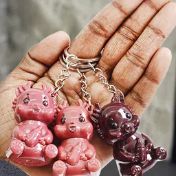 Adbeni Set Of 3 Cartoon Keychain Cute Glossy Lip Gloss- 5 ml Each- Shade- 03- 04- 05-4