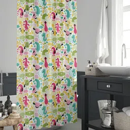ArtzFolio White & Yellow Printed Waterproof Shower Curtains-picture-0