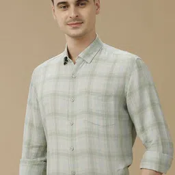 Linen Club Men Contemporary Slim Fit Checked Casual Shirt-picture-16