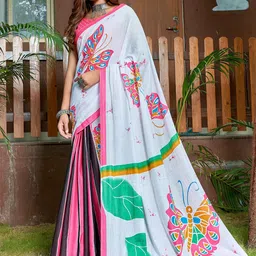 KALINI Floral Designer Bagru Saree-image-76