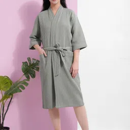 HotGown Women Textured Cotton Bath Robe-image-12