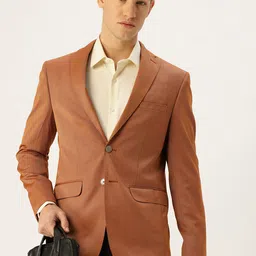 Peter England Neo Slim Fit Self-Design Notched Lapel Single-Breasted Formal Blazer-picture-47