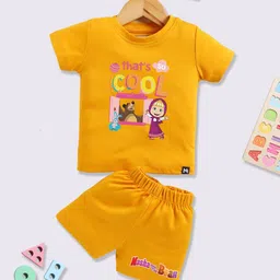 YK X Minute Mirth Infants Girls Masha and the Bear Printed Pure Cotton Top with Shorts-picture-17
