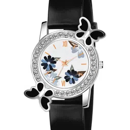 CSAMON Women Embellished Round Dial & Regular Straps Analogue Watch 328 BLK Fosil-image-14
