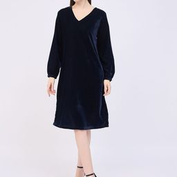 Ruhaans Velvet A-Line Dress-image-35