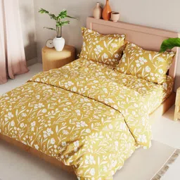 KOPA Mustard Floral Other 4 Piece Double King Regular Bedding Set-21