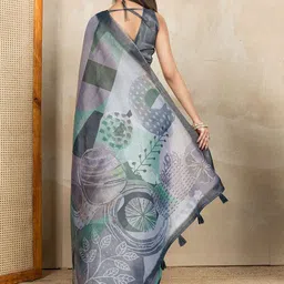 PAMPER YOURSELF Printed Tissue Saree With Unstitched Blouse Piece image 2