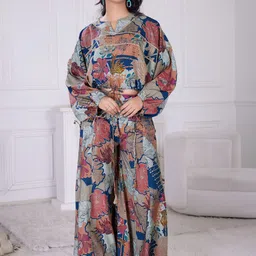 BulBul Printed Pure Cotton Top With Palazzos Co-Ords-image-33