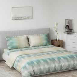 DDecor Green & Cream Printed Mild Winter Pure Cotton Double King Regular Bedding Set-picture-38