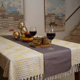 Myntra Elegant Homes Purple Geometric Printed Rectangular Table Runner image 2