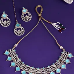 Sukkhi Women Rose Gold-Plated American Diamond Studded Jewellery Set-picture-20