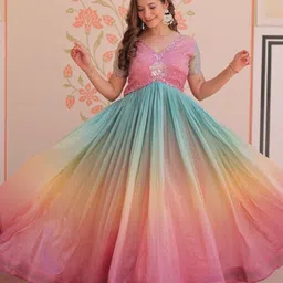 FVD Embellished Ombre Gown Maxi Ethnic Dresses-image-122