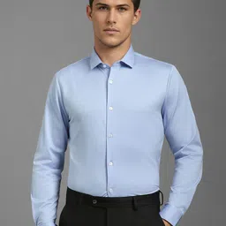 Louis Philippe Men Spread Collar Solid Cotton Slim Fit Formal Shirt-picture-15