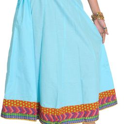 Exotic India Plain Midi Skirt From Pilkhuwa With Patch Border-picture-50