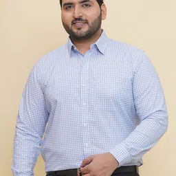 John Pride Men Spread Collar Micro Checked Cotton Formal Shirt-image-75