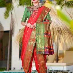 AKSH FASHION Woven Design Zari Paithani Saree-picture-23
