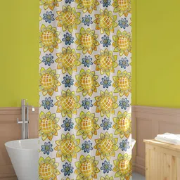 ArtzFolio White & Yellow Printed Waterproof Shower Curtains image 5
