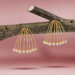 Yinara Gold-Plated Contemporary Pearls Beaded Drop Earrings-image-58