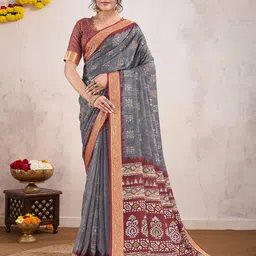 all about you Ethnic Motifs Printed Zari Saree With Unstitched Blouse Piece-picture-17