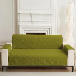 HOUSE OF QUIRK Green Printed Four Seater Quilted Water-Resistant Sofa Mat With Arms-image-85