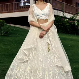 DIVASTRI Embellished Sequinned Semi-Stitched Lehenga & Unstitched Blouse With Dupatta-image-44
