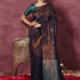 Blissta Woven Design Zari Silk Blend Banarasi Saree-image-37