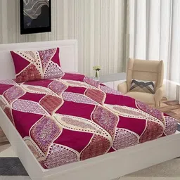 METRO LIVING Magenta Floral Printed Microfiber 130 TC Single Bedsheet Set 2.17 m x 1.45 m-image-45
